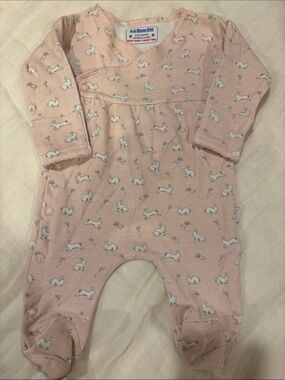 JoJo Maman Bebe Pink Bunny Print Footie